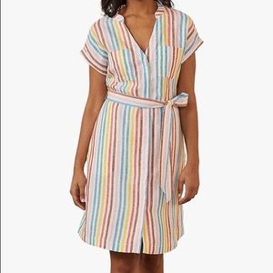 Boden Evie Linen Striped Spring Summer dress size 8